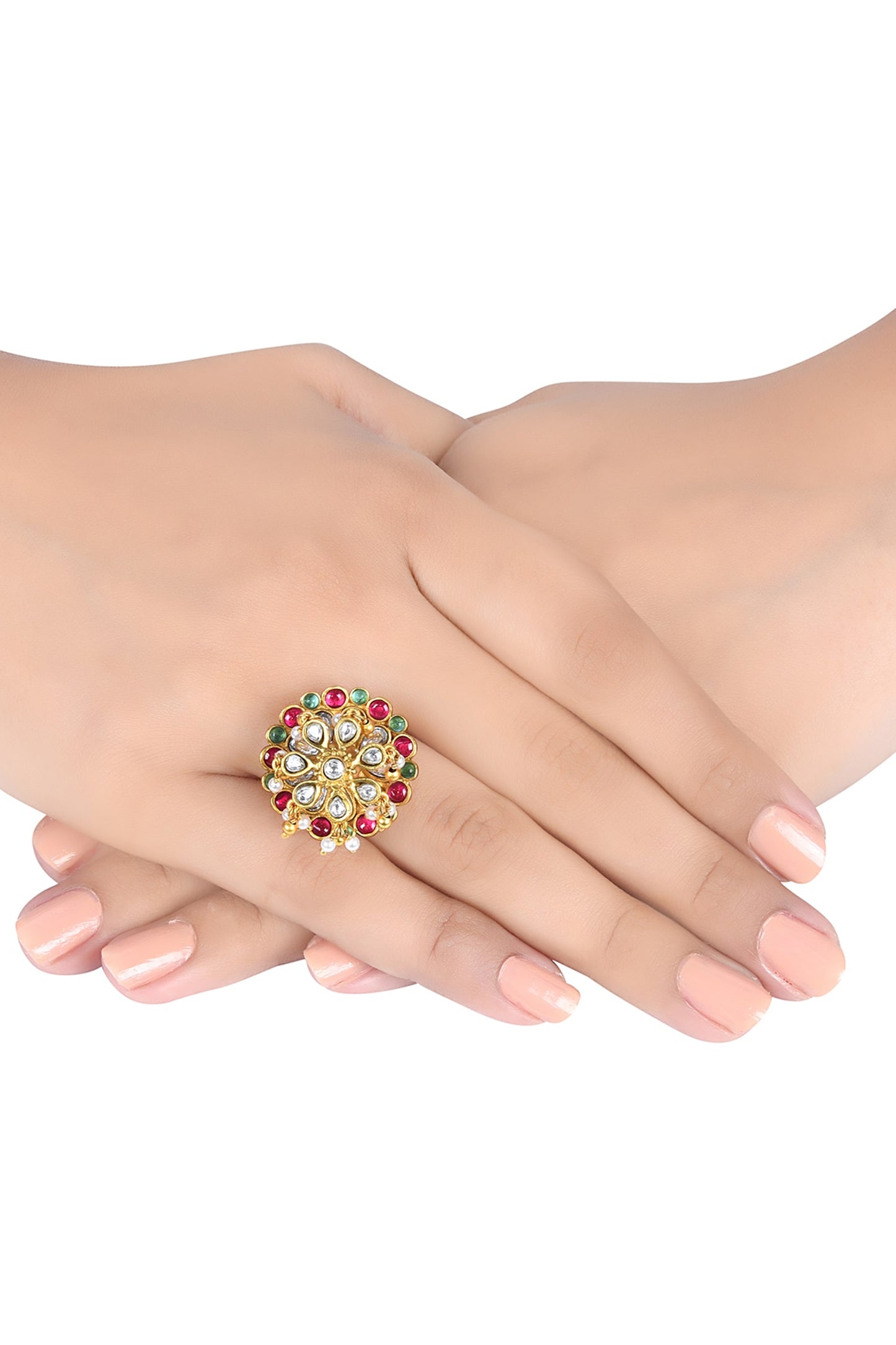 Nishika Embellished Floral Ring 