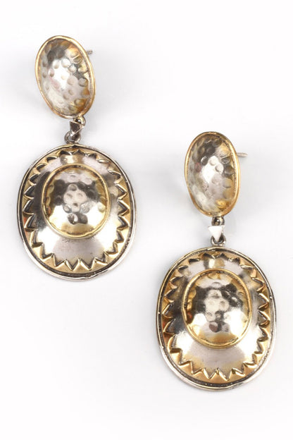 Oval Stark Hammered Earrings 