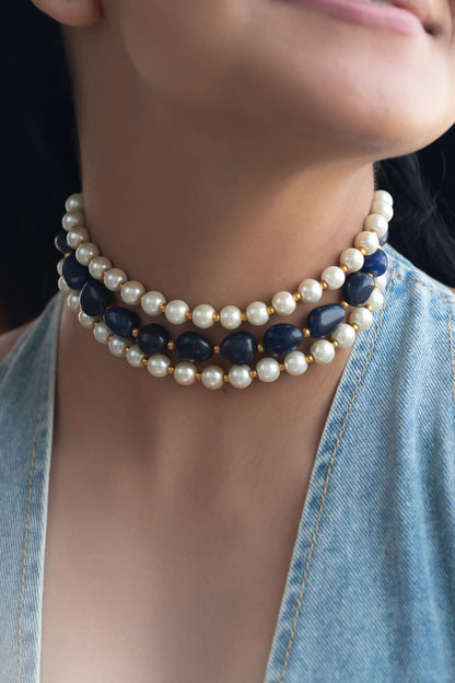 Natural Stone Pearl Choker 
