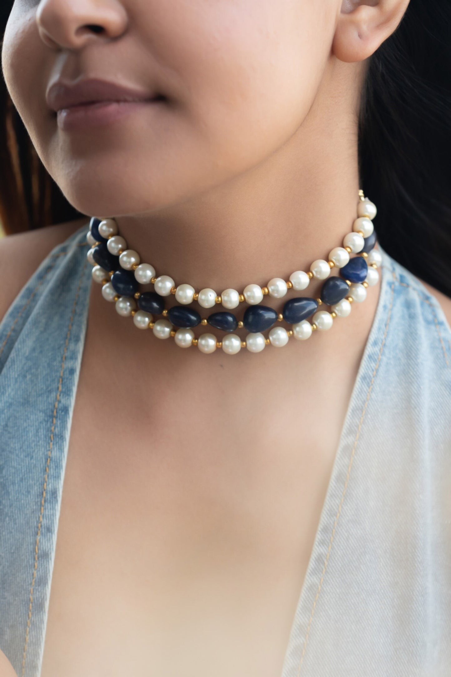 Natural Stone Pearl Choker 