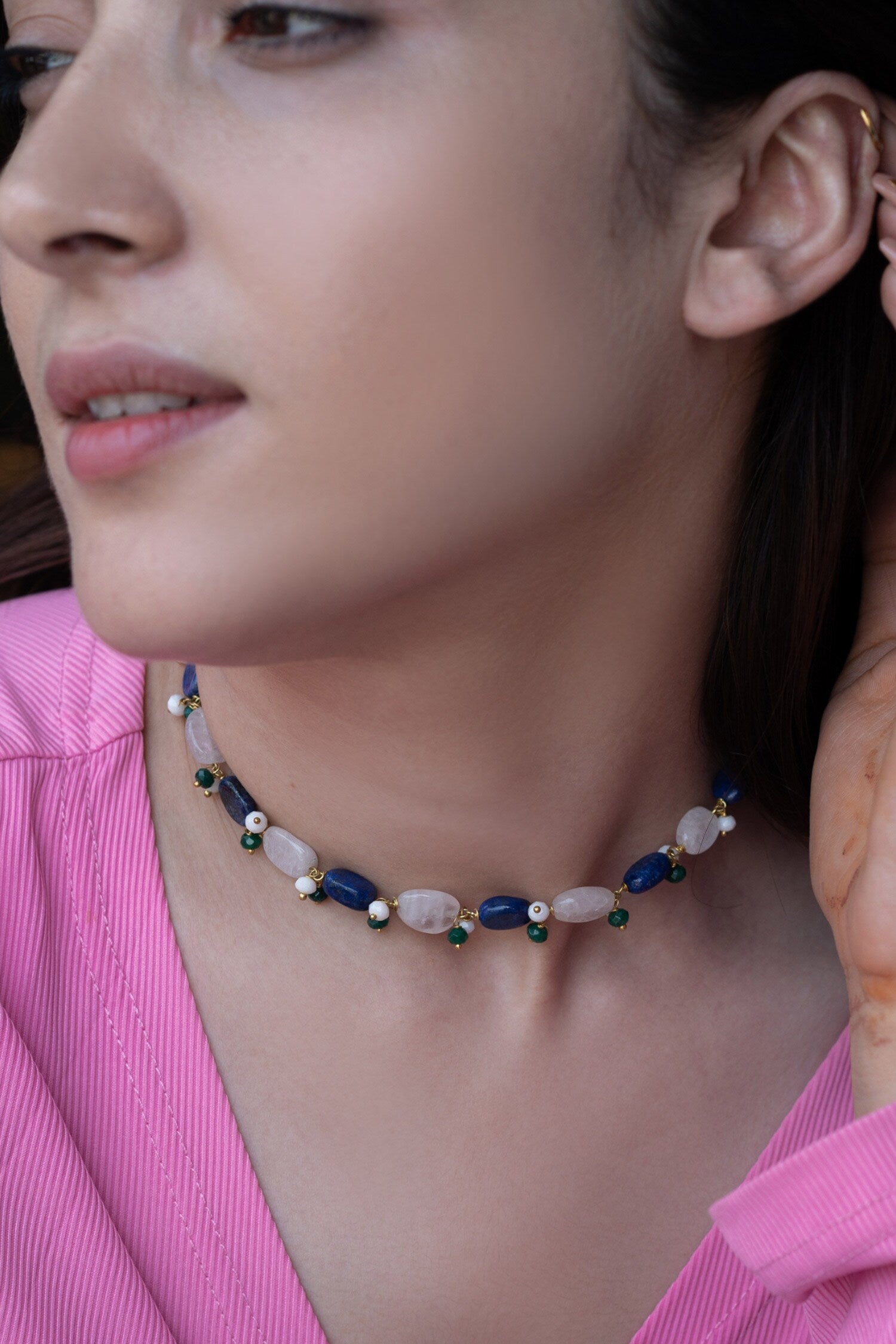 Natural Stone Bead Choker 