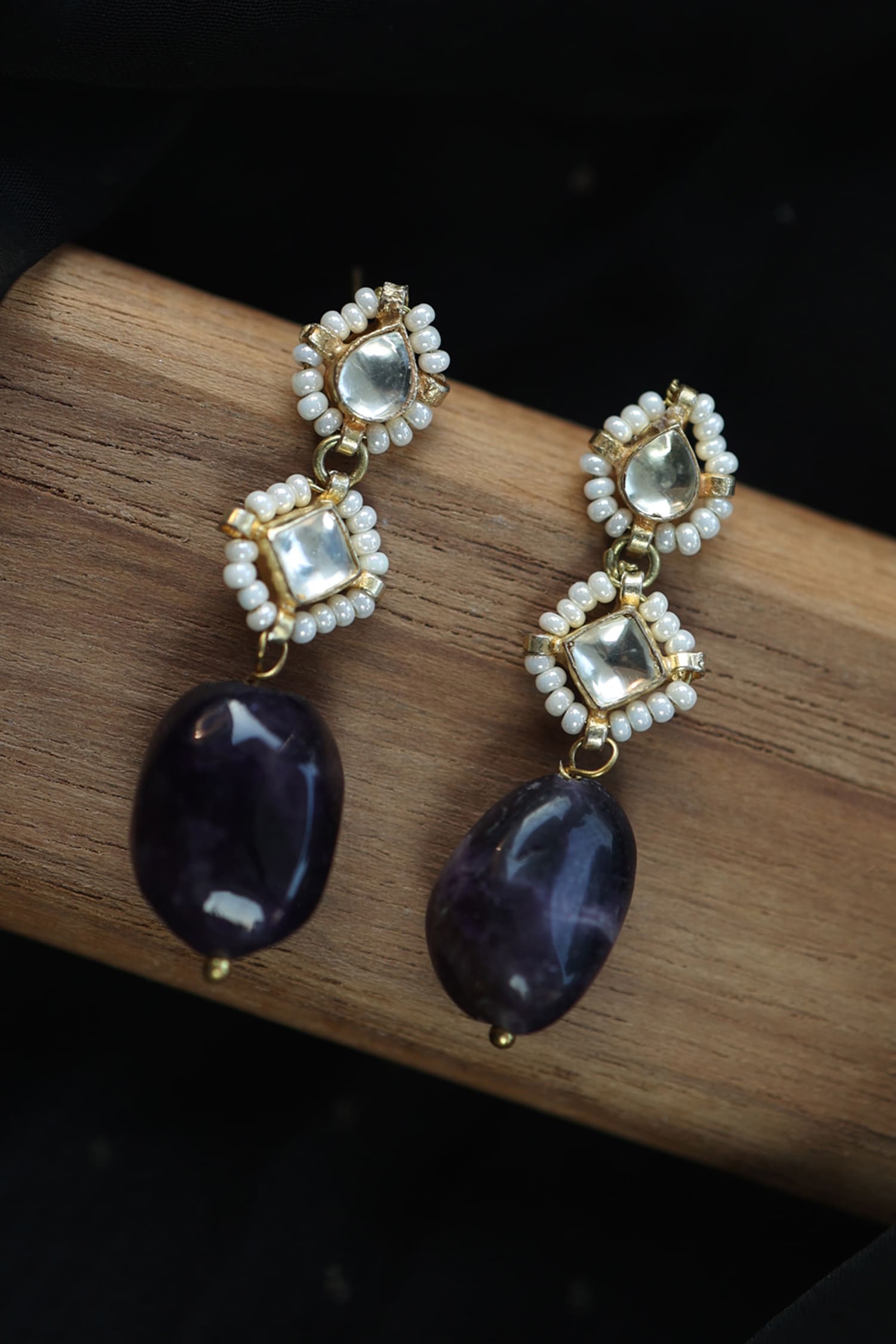 Kundan Embellished Stone Drop Earrings 