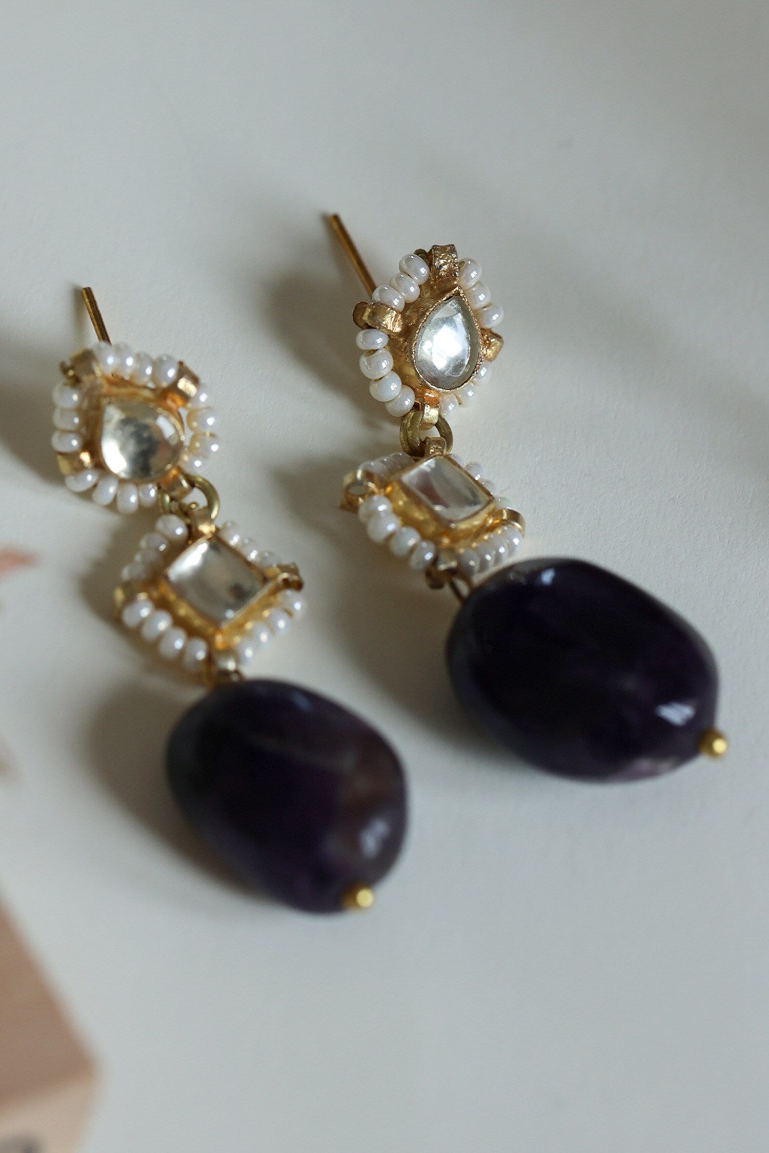 Kundan Embellished Stone Drop Earrings 