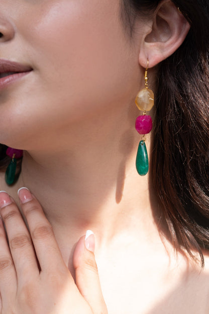 Stone Bead Drop Earrings 