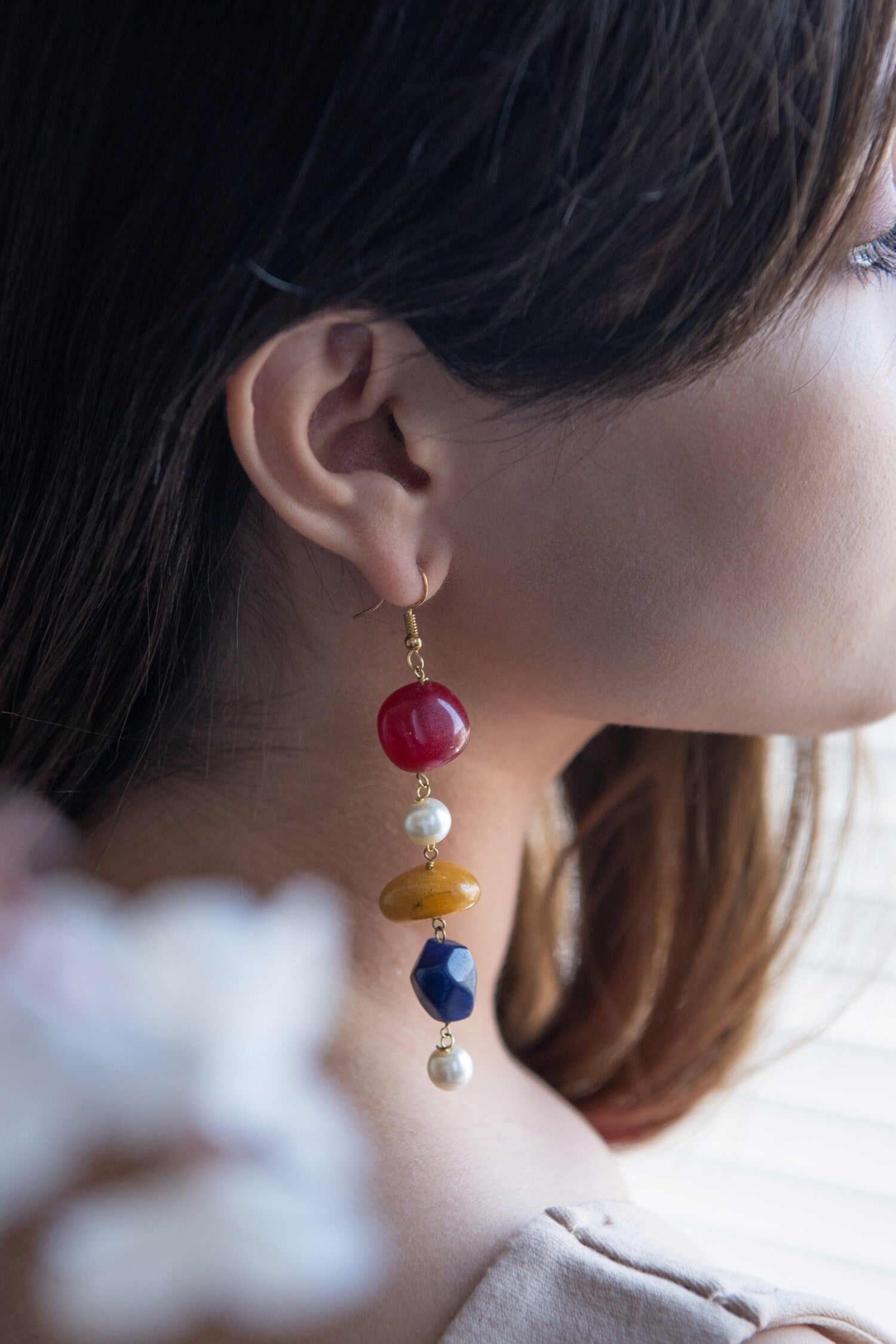 Natural Stone Drop Earrings 