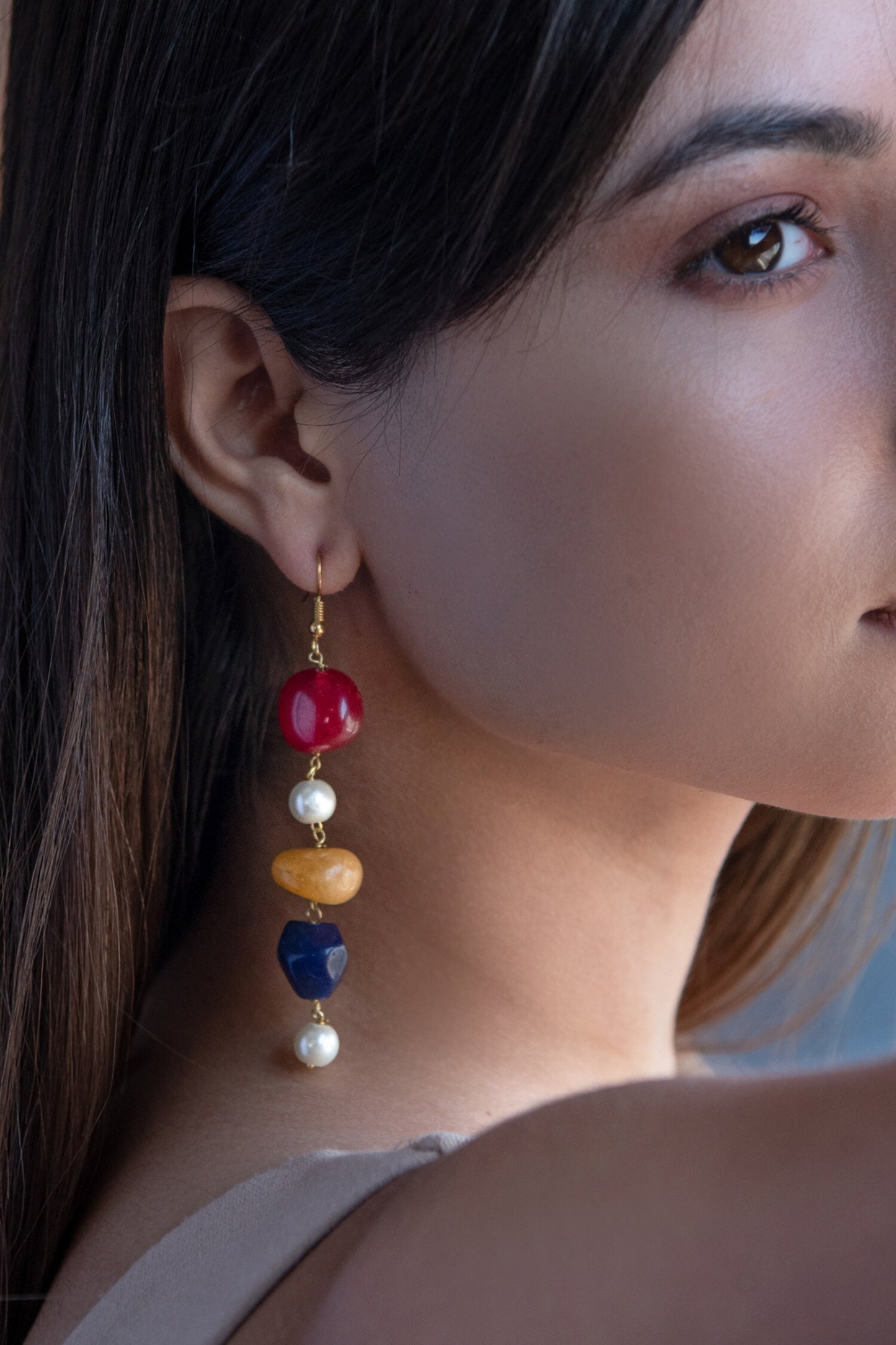 Natural Stone Drop Earrings 