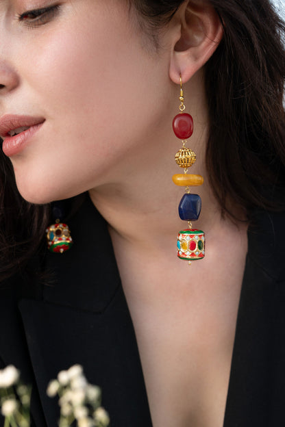 Navratan Kundan Dangler Earrings 