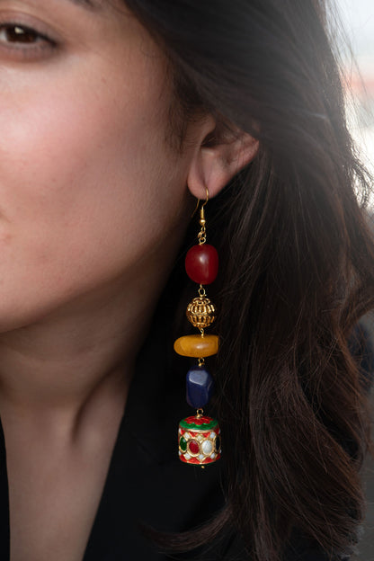 Navratan Kundan Dangler Earrings 