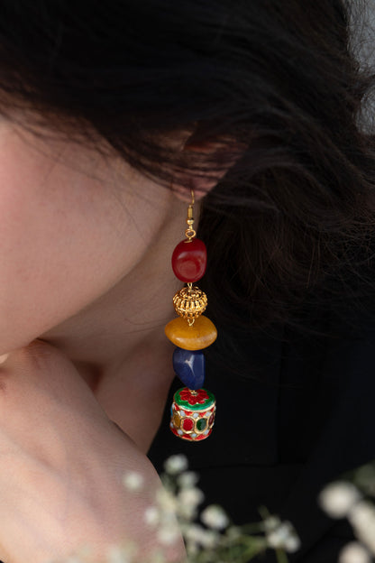 Navratan Kundan Dangler Earrings 