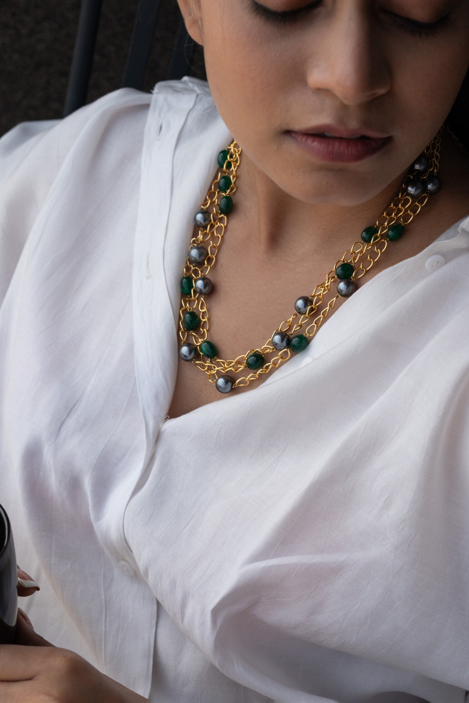 Loop Layered Pearl Necklace 