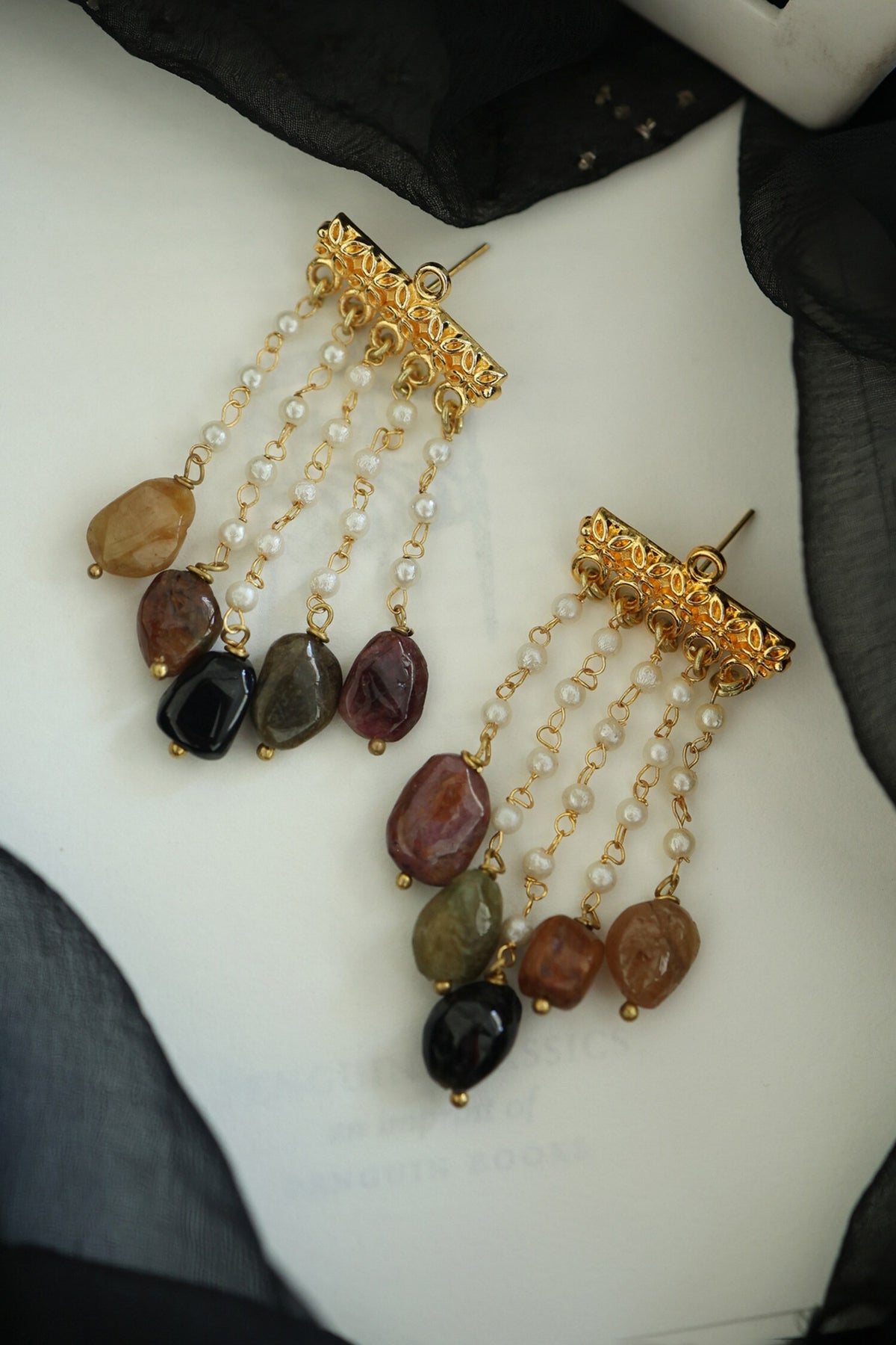 Pearl String Dangler Earrings 