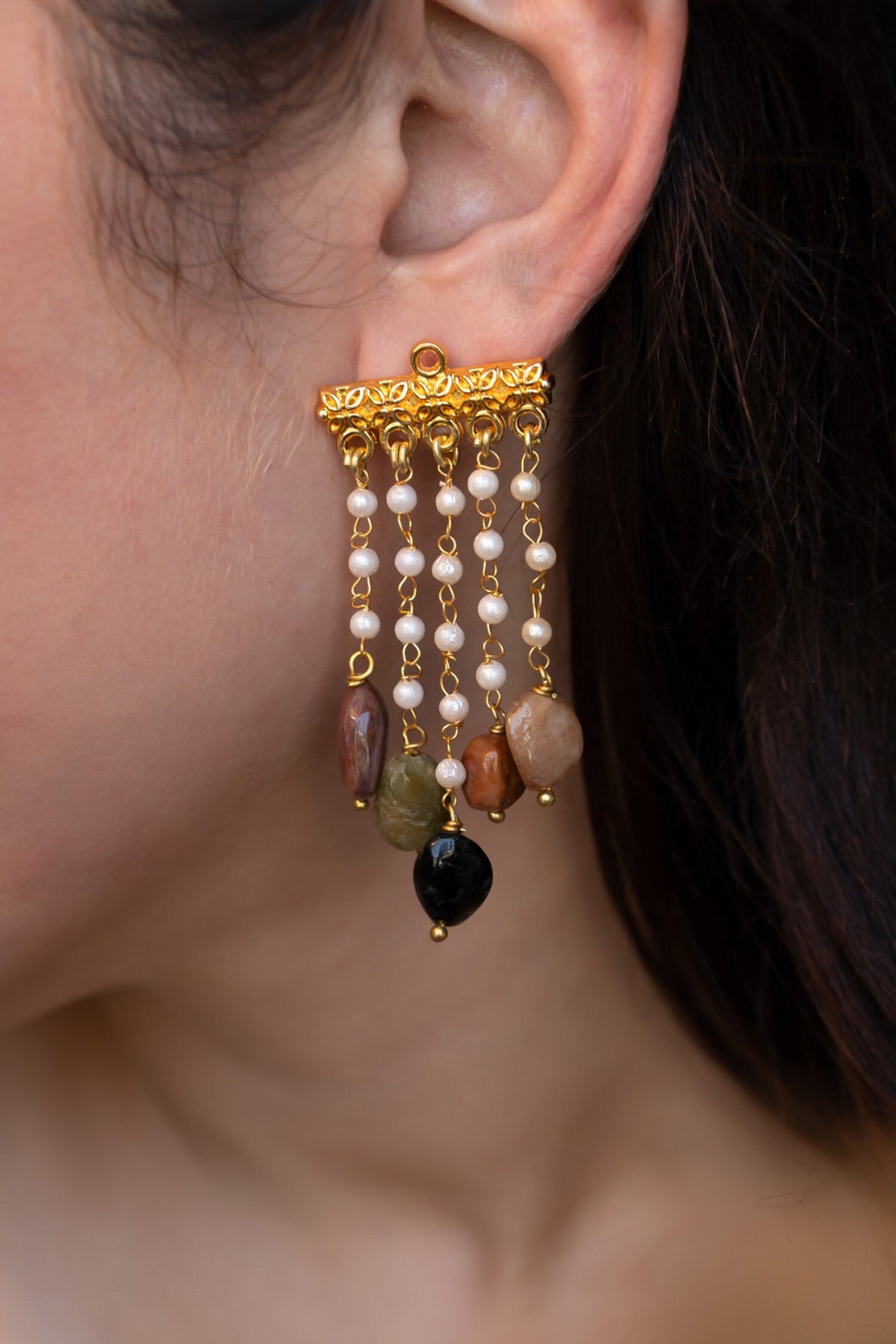 Pearl String Dangler Earrings 