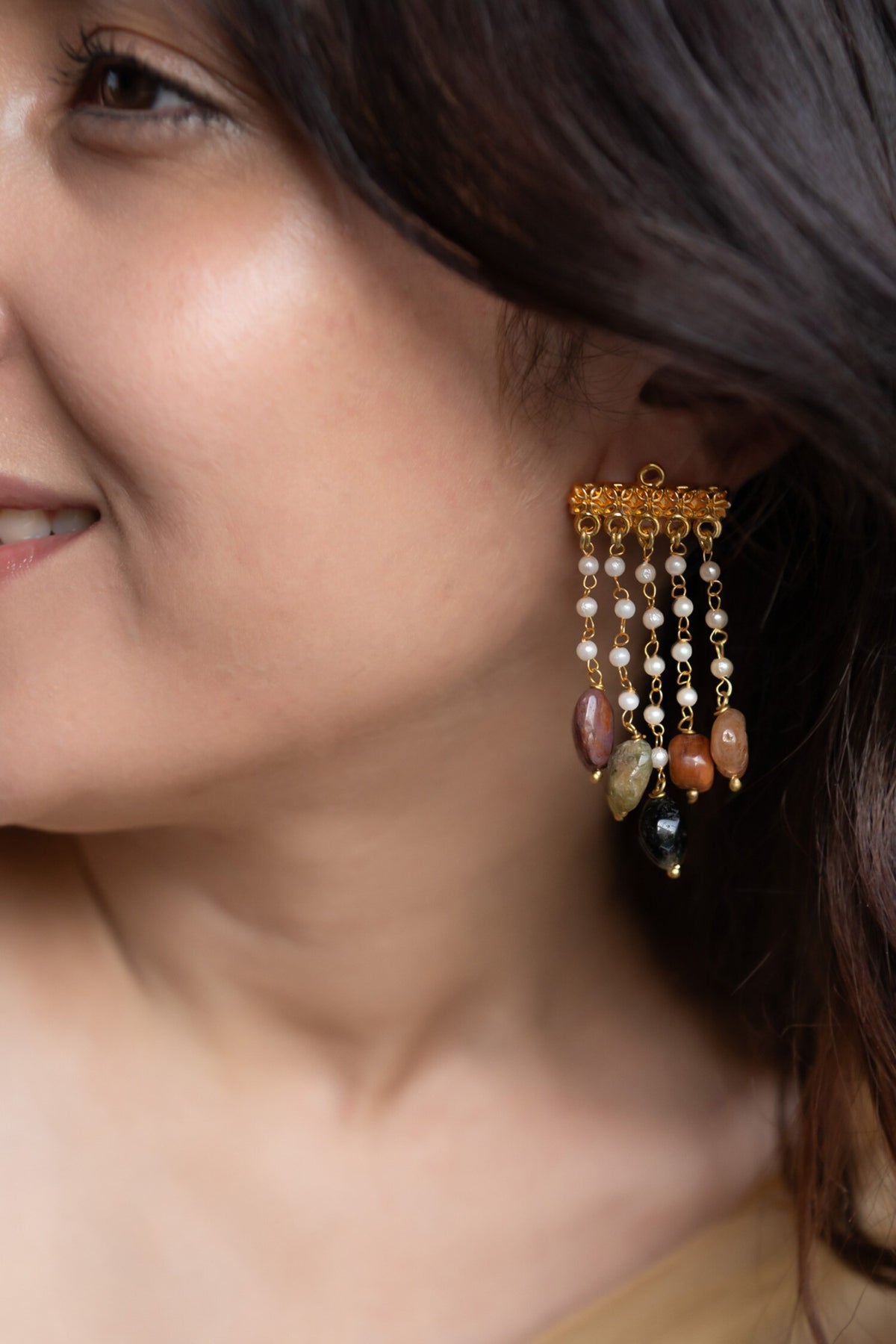 Pearl String Dangler Earrings 