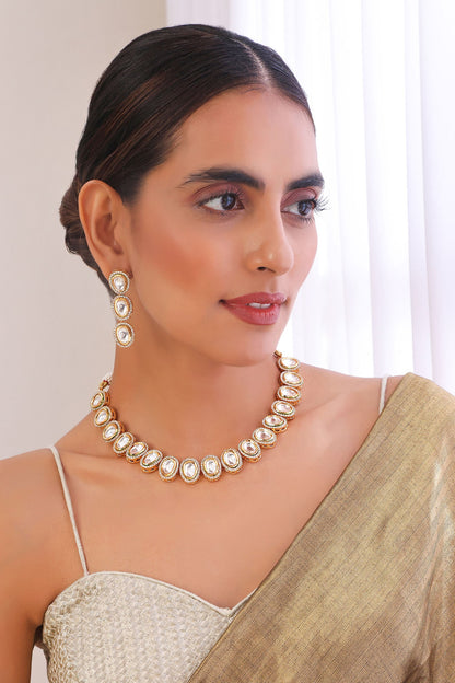Polki Stone Studded Necklace Set 