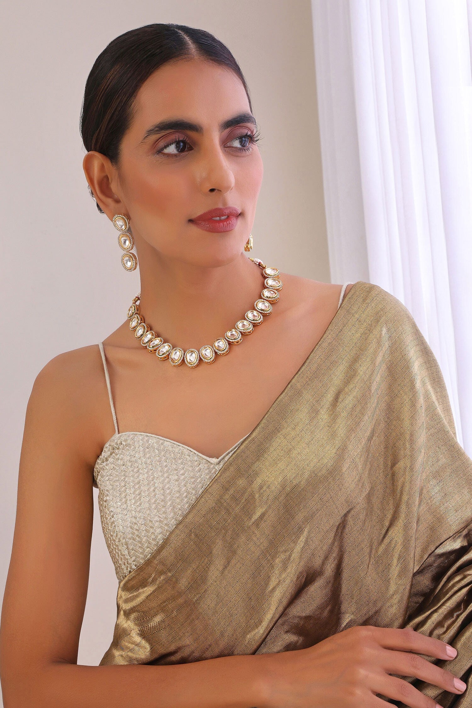 Polki Stone Studded Necklace Set 