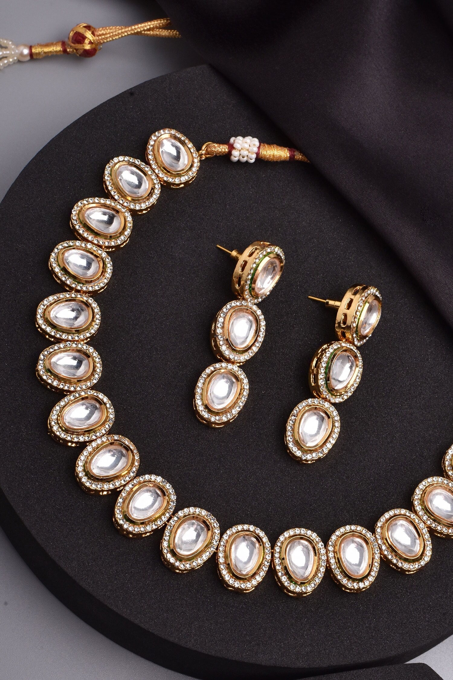 Polki Stone Studded Necklace Set 