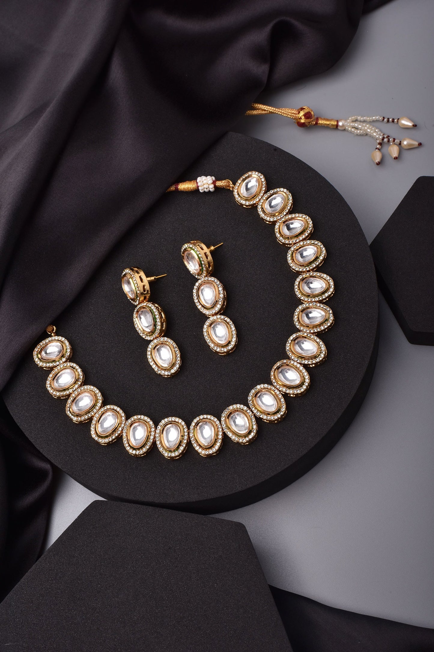 Polki Stone Studded Necklace Set 