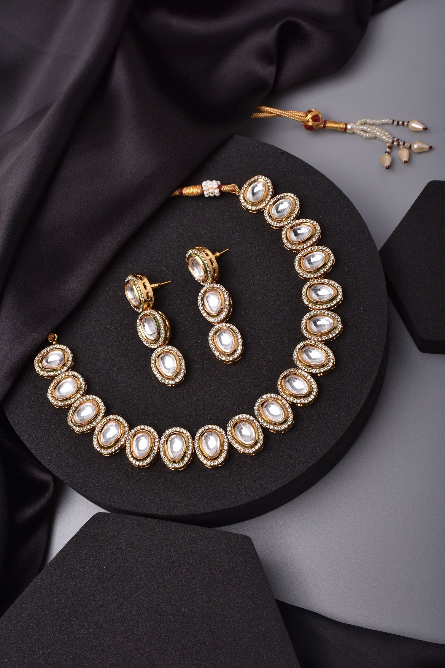 Polki Stone Studded Necklace Set 