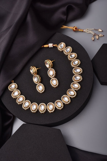 Polki Stone Studded Necklace Set 