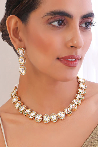 Polki Stone Studded Necklace Set 