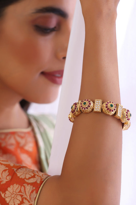 Claret Cronus Kundan Embellished Kada 