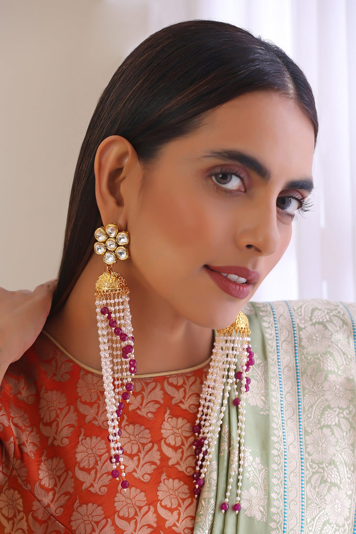 Chandelier Furl Jhumka Earrings 
