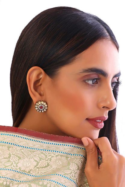 Breezy Floret Polki Stud Earrings 
