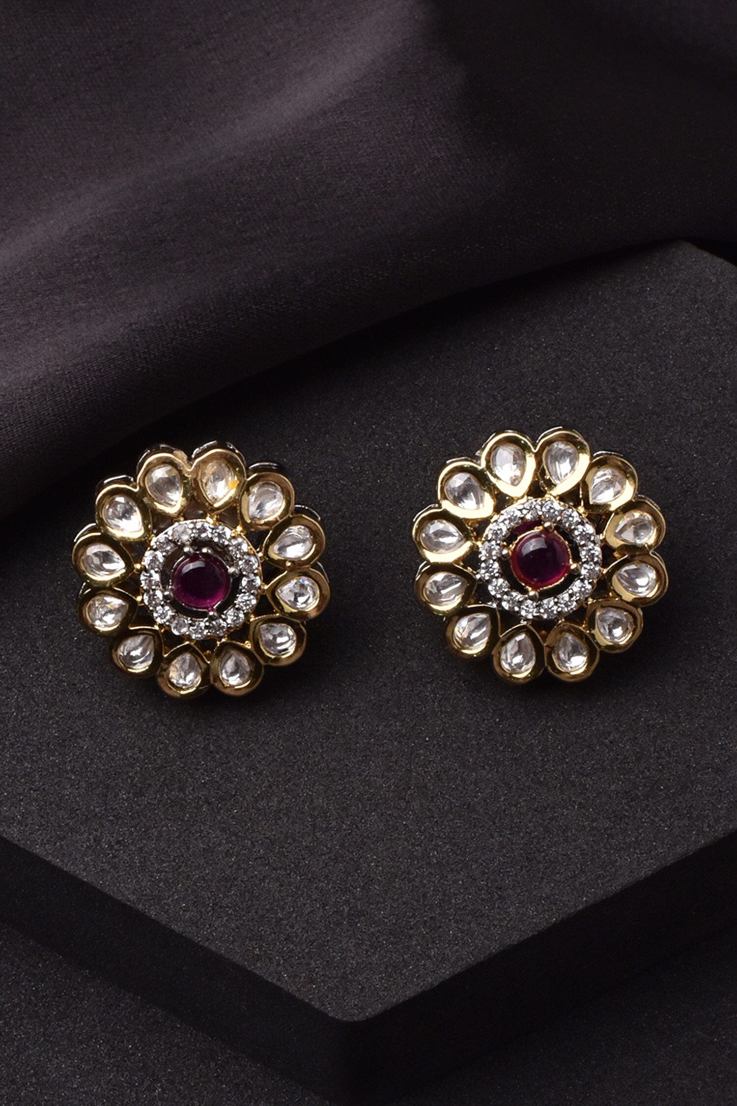 Breezy Floret Polki Stud Earrings 