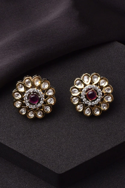 Breezy Floret Polki Stud Earrings 