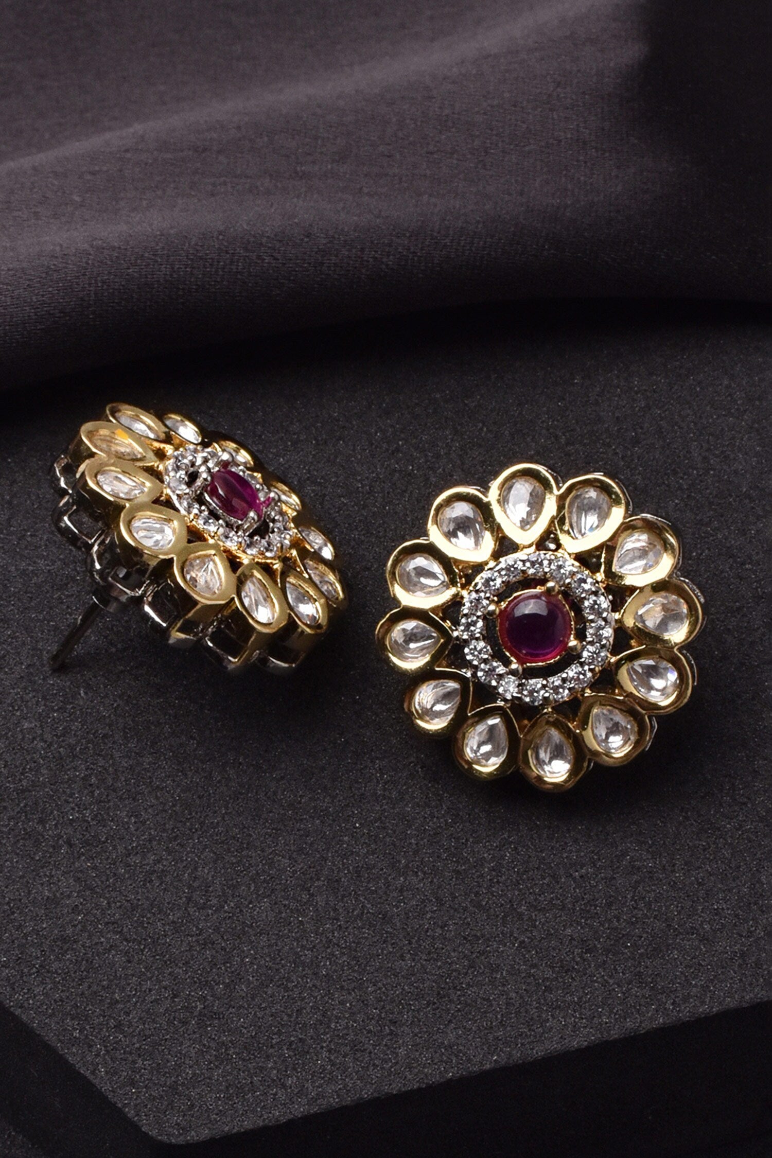 Breezy Floret Polki Stud Earrings 