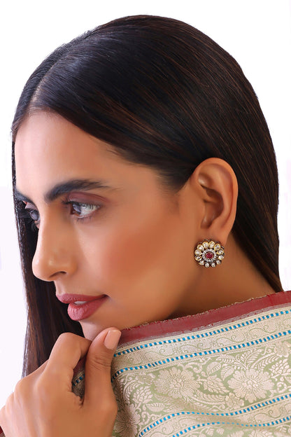 Breezy Floret Polki Stud Earrings 