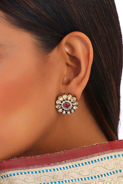 Breezy Floret Polki Stud Earrings 
