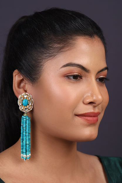 Bead Tassel Embellished Earrings 