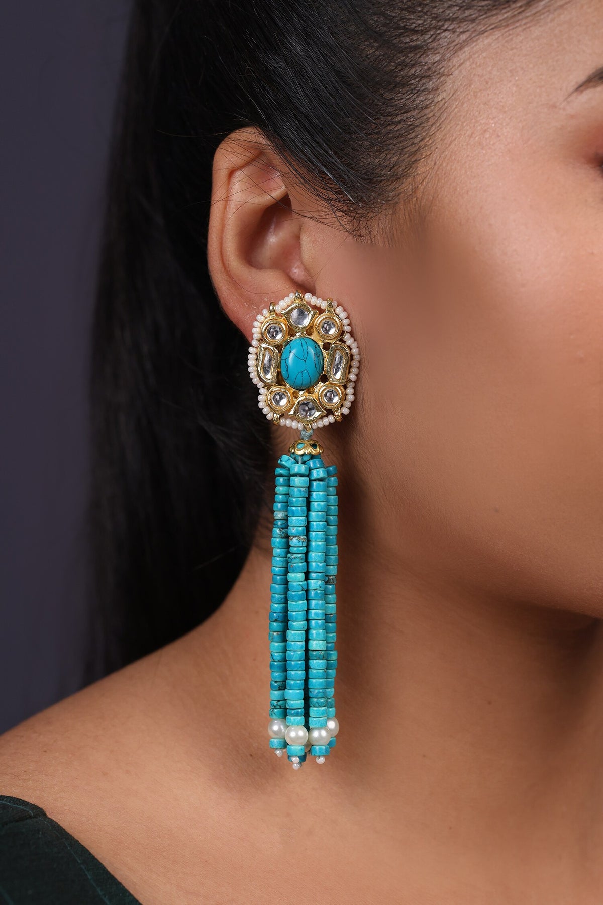 Bead Tassel Embellished Earrings 
