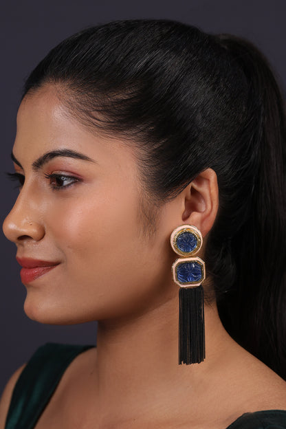 Polki Embellished Tassel Earrings 