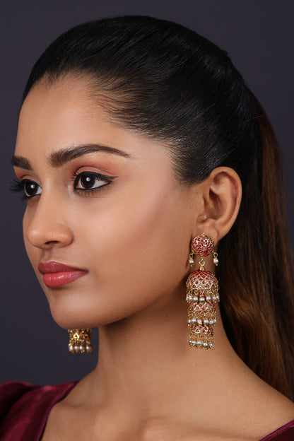 Stone Studded Layered Jhumkas 