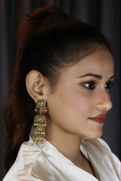 Stone Embellished Layered Jhumkas 