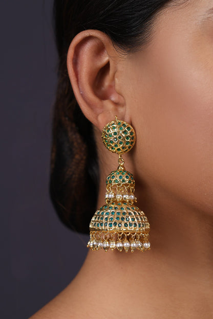 Bead Drop Layered Jhumkas 
