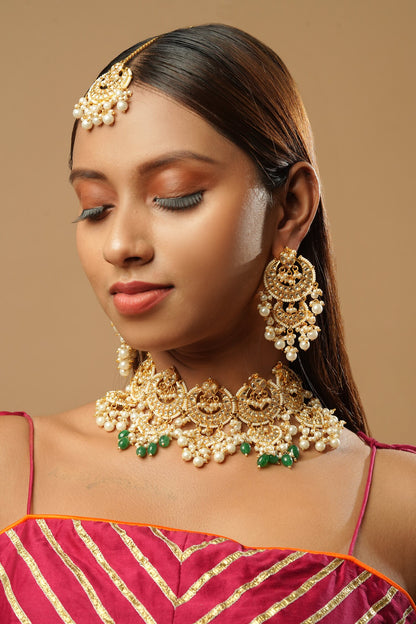 Pearls & Kundan Embellished Choker Necklace Set 