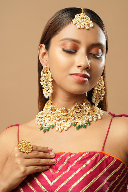 Pearls & Kundan Embellished Choker Necklace Set 