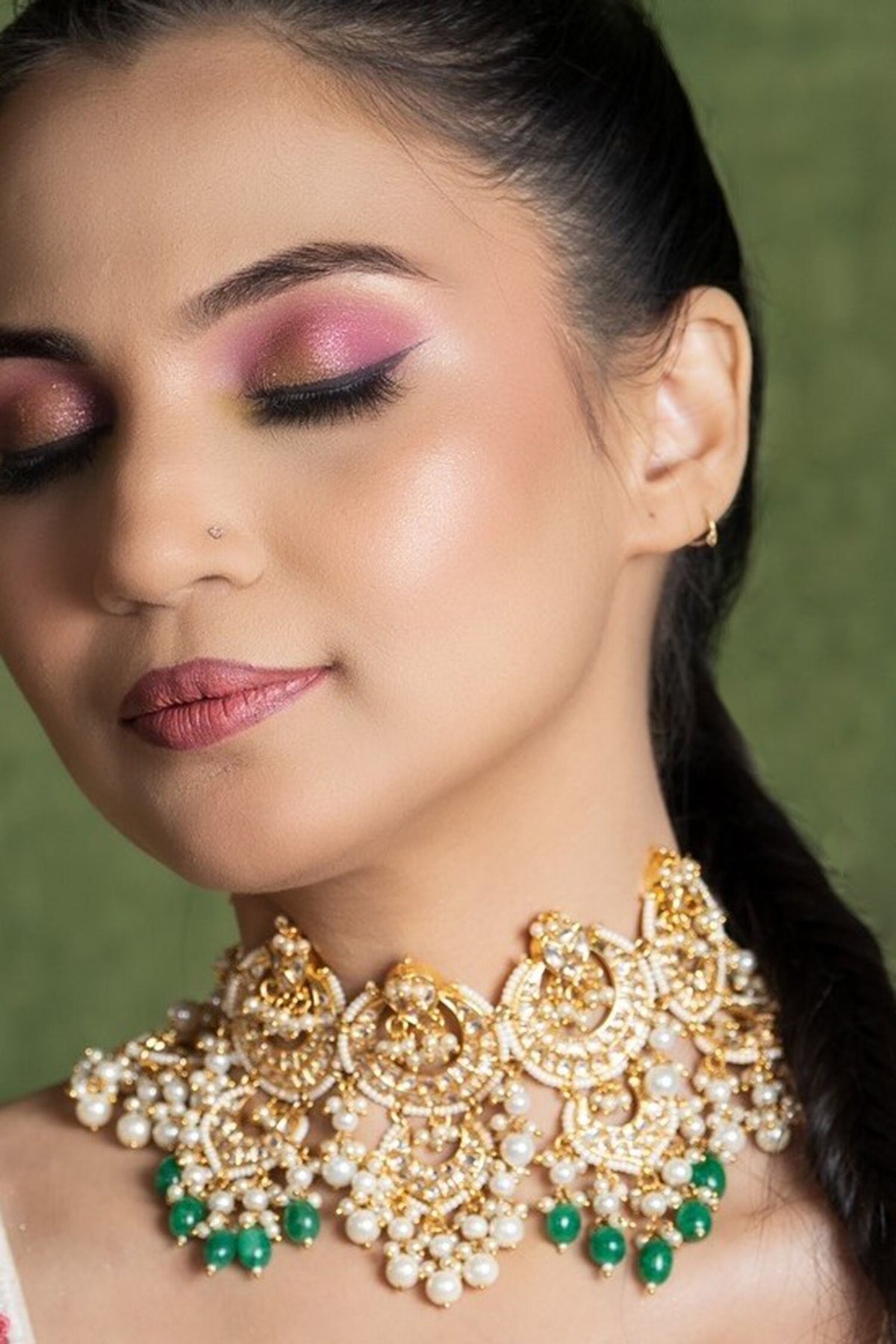 Pearls & Kundan Embellished Choker Necklace Set 