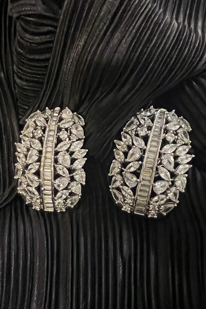 Queens Cascade Faux Diamond Embellished Earrings 