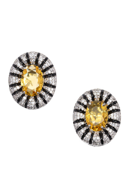Citrine Aura Stone Encrusted Studs 