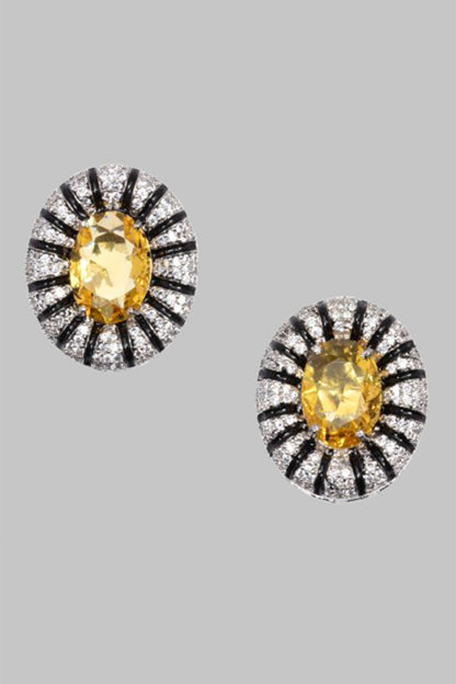 Citrine Aura Stone Encrusted Studs 