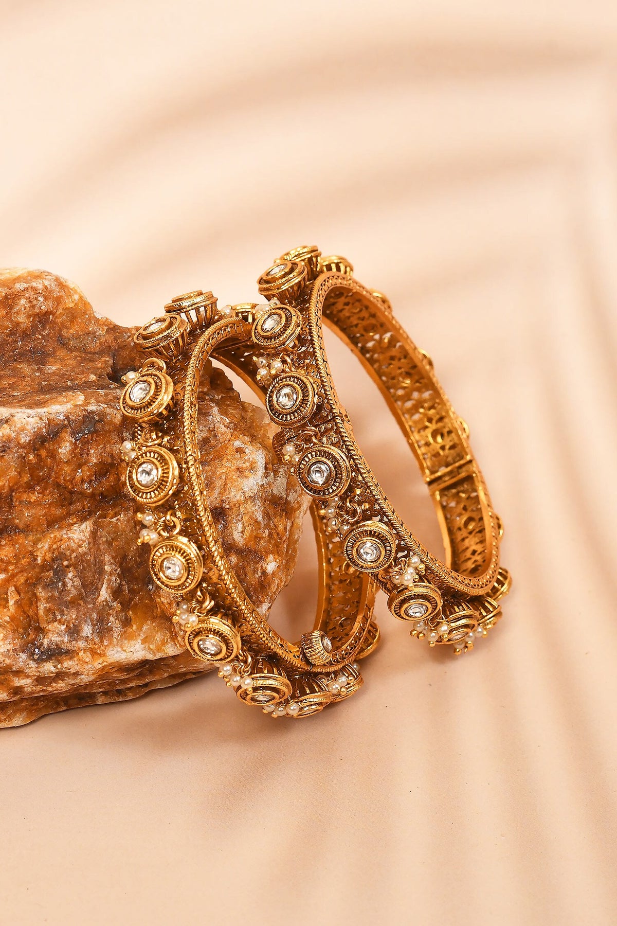 Polki Embellished Bangles - Set of 2 