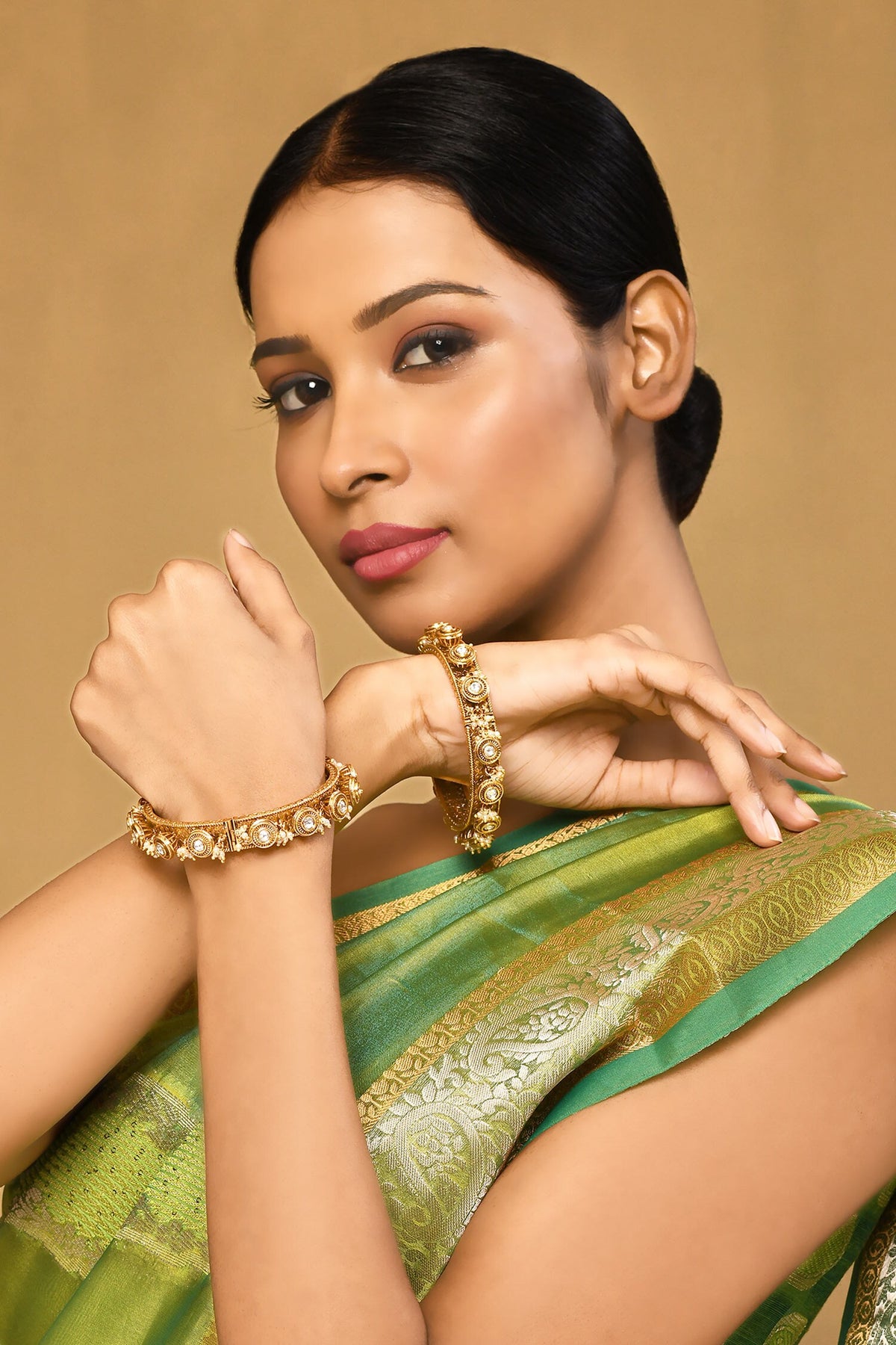 Polki Embellished Bangles - Set of 2 