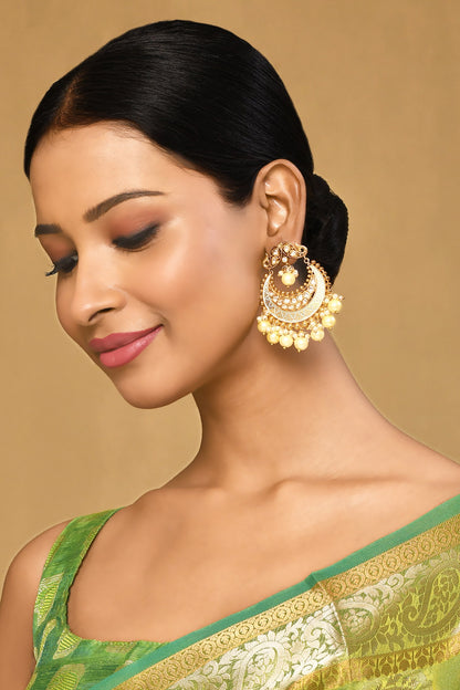 Kundan Embellished Cutwork Chandbalis 