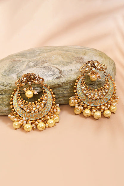 Kundan Embellished Cutwork Chandbalis 