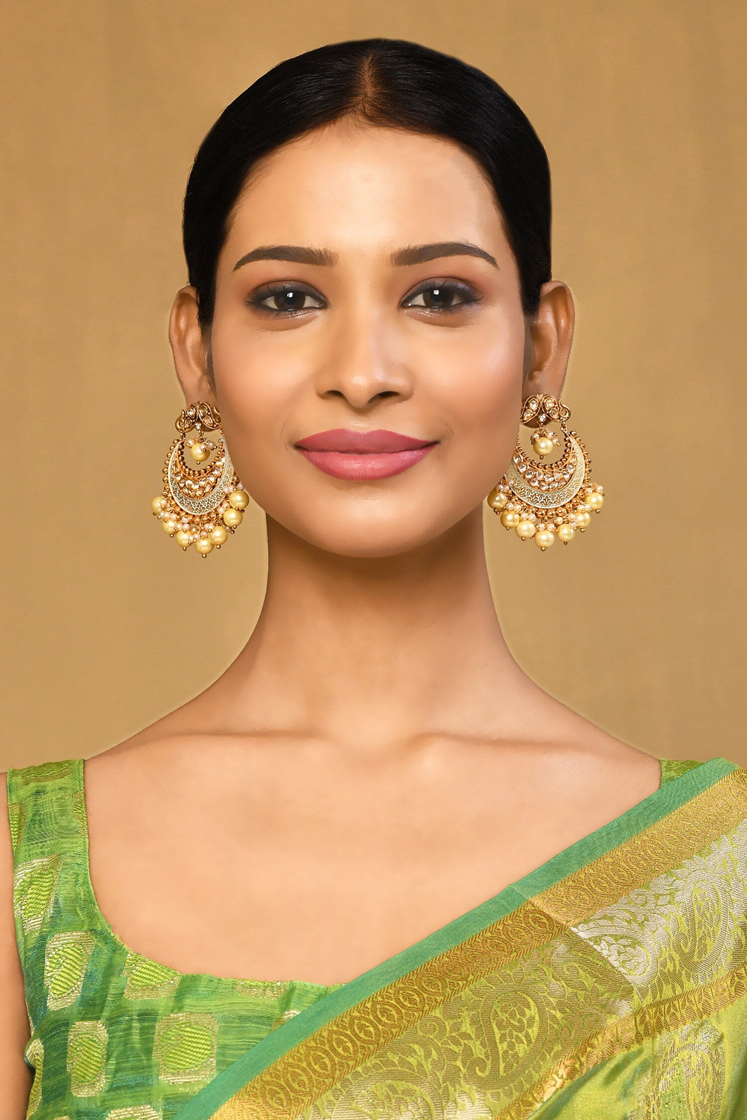 Kundan Embellished Cutwork Chandbalis 