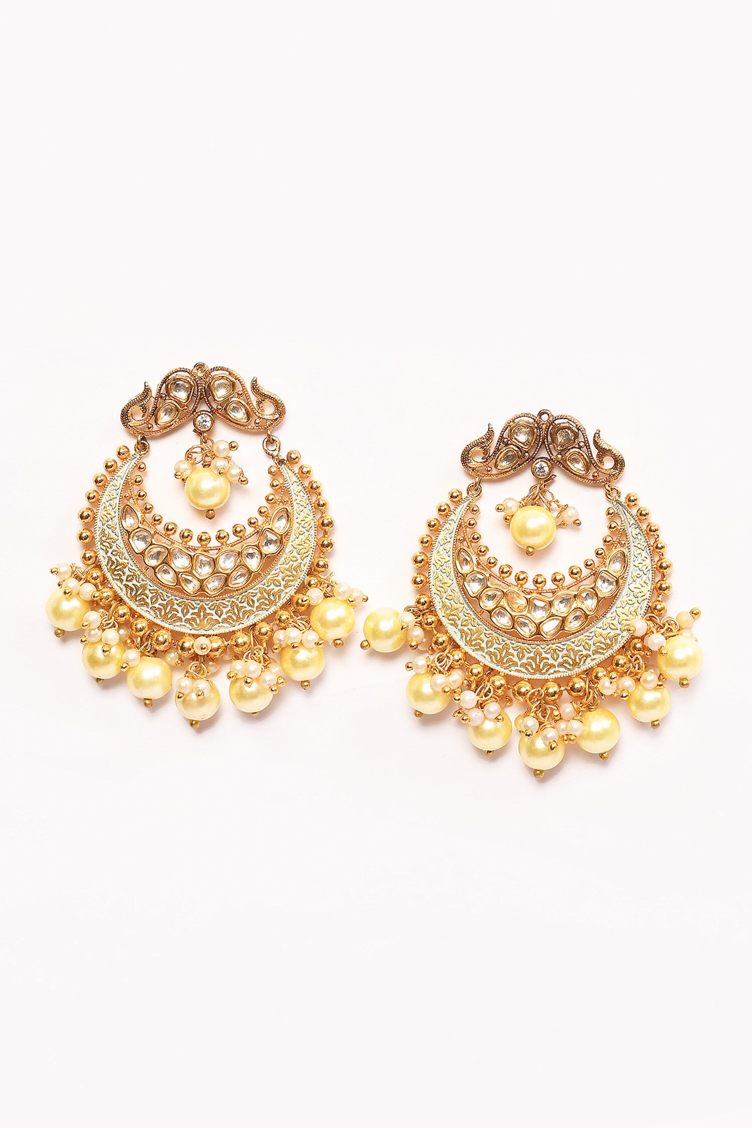 Kundan Embellished Cutwork Chandbalis 
